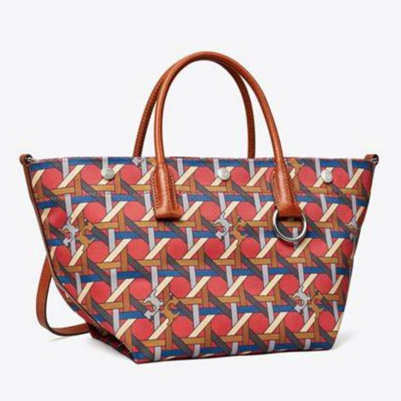 Tory Burch Handbags - Tory Burch $348 139025 Canvas Basketweave Small Tote Red Basketweave NWT!